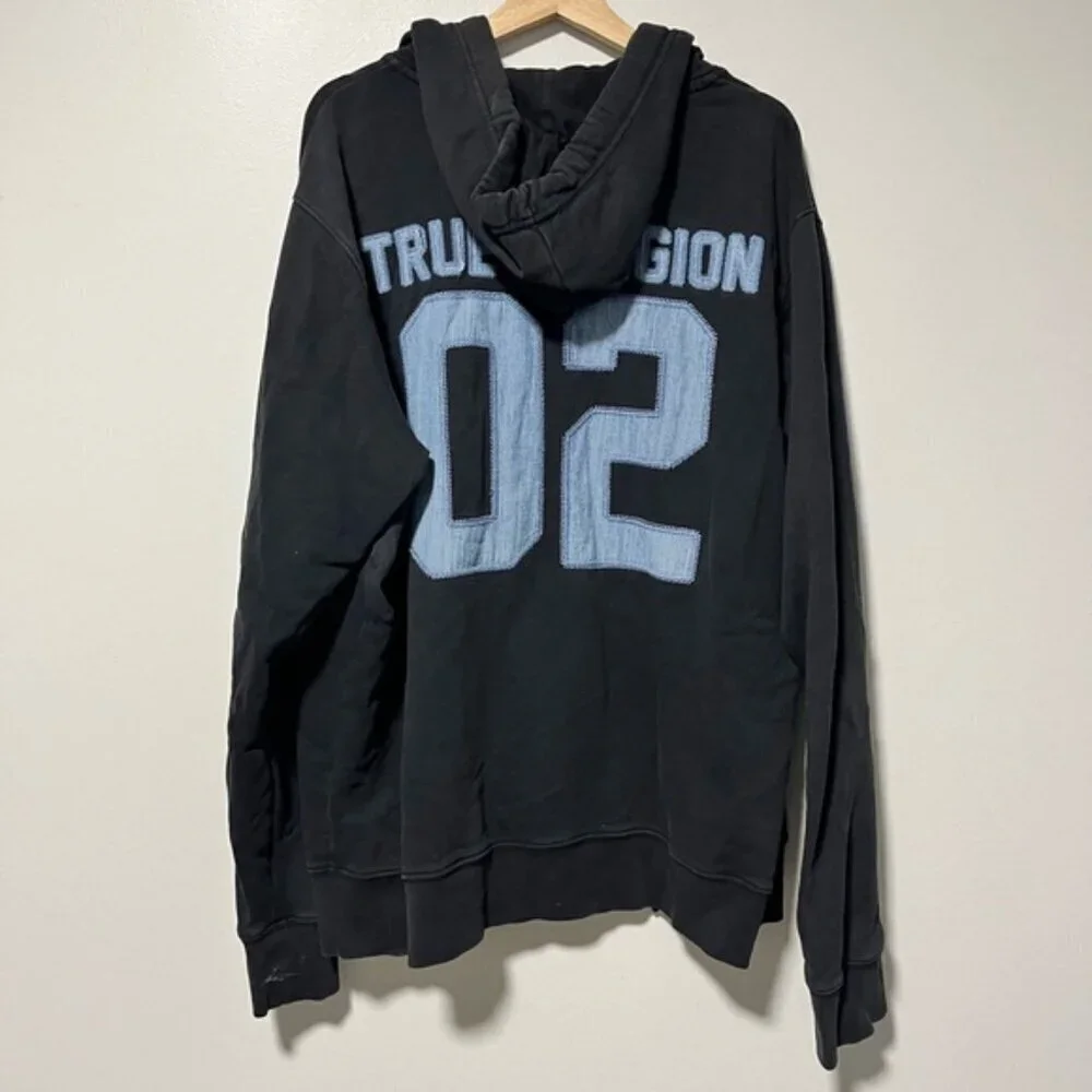 True Religion Black Zip Up Hoodie Size 2XL